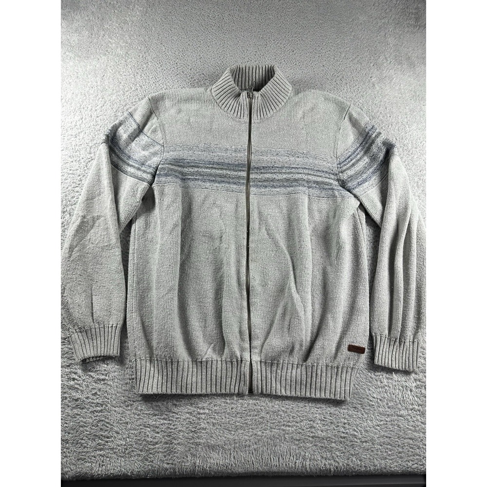Pepe Jeans Full Zip Sweater Cardigan Mens XXL (Fits XL) Slim Gray Ombre Mockneck